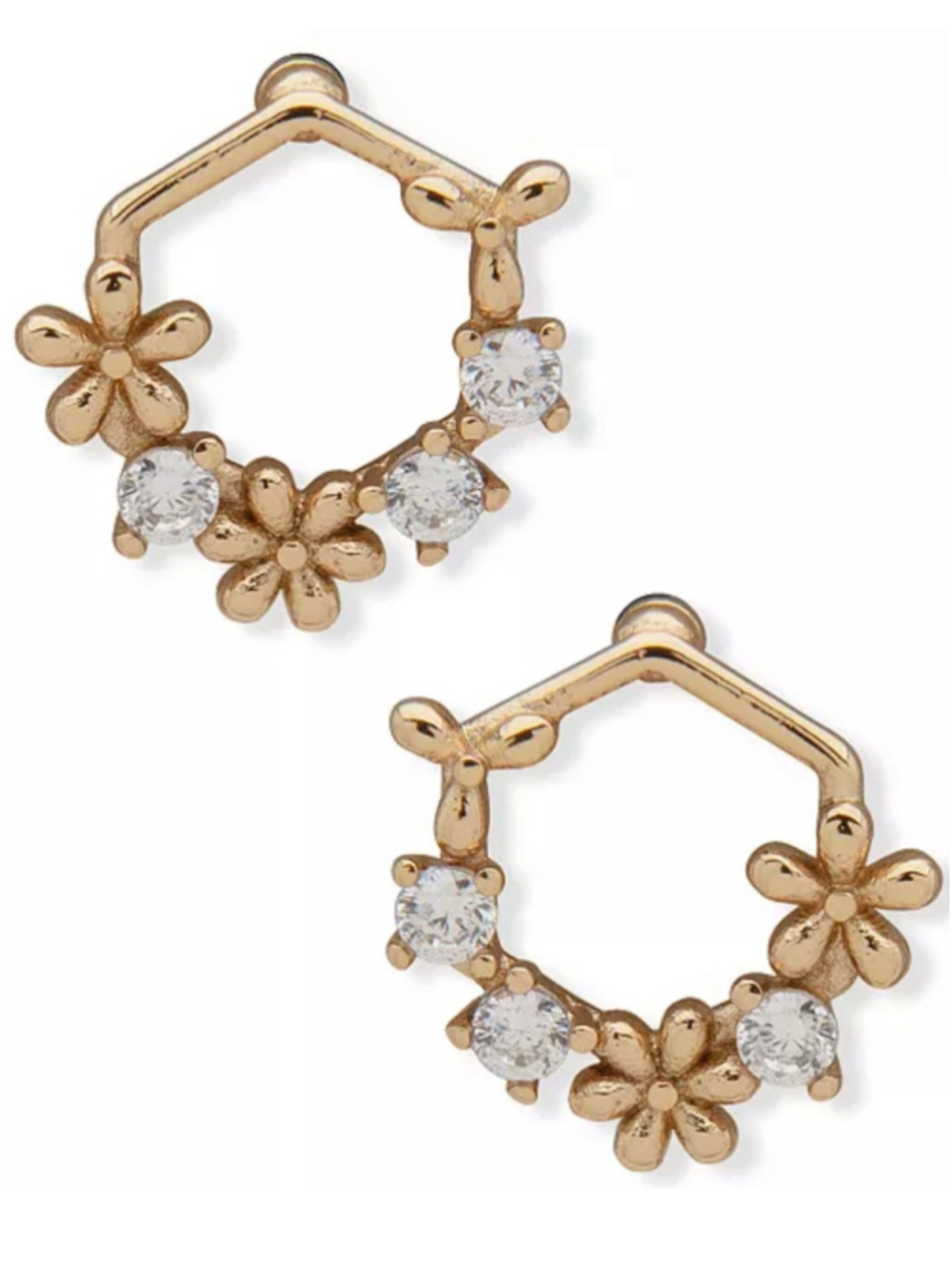 Lonna & Lilly Gold Tone Cubic Zirconia Hexagon Stud Earrings